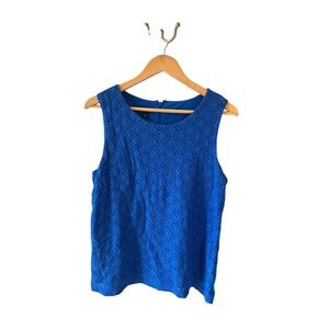 Talbots Women's Blue Lace Sleeveless Blouse Tank Top - Size‎ L Workwear Preppy